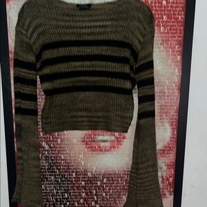 Chic Olive and Black Striped Women's Sweater